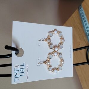 Time And Tru White Stone Pierced Earrings